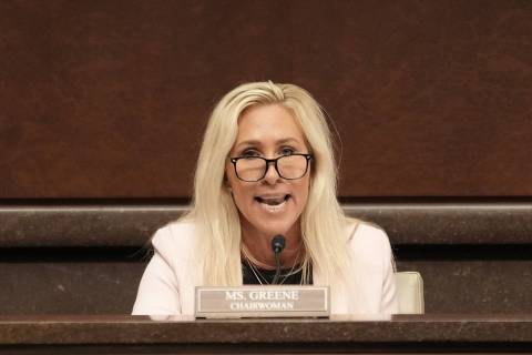 US Representative Marjorie Taylor Greene (R-GA) speaks during a hearing on trans people in women's sports on Capitol Hill in Washington, DC, on May 7, 2025. (Photo by Oliver Contreras / AFP)