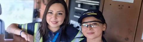 Mãe e filha que são maquinistas da Rumo